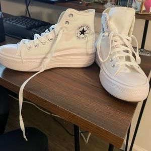 Converse all white platform high tops